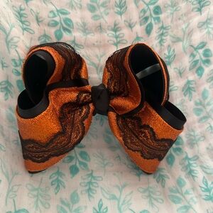 Orange and Black Lace Hair Bow